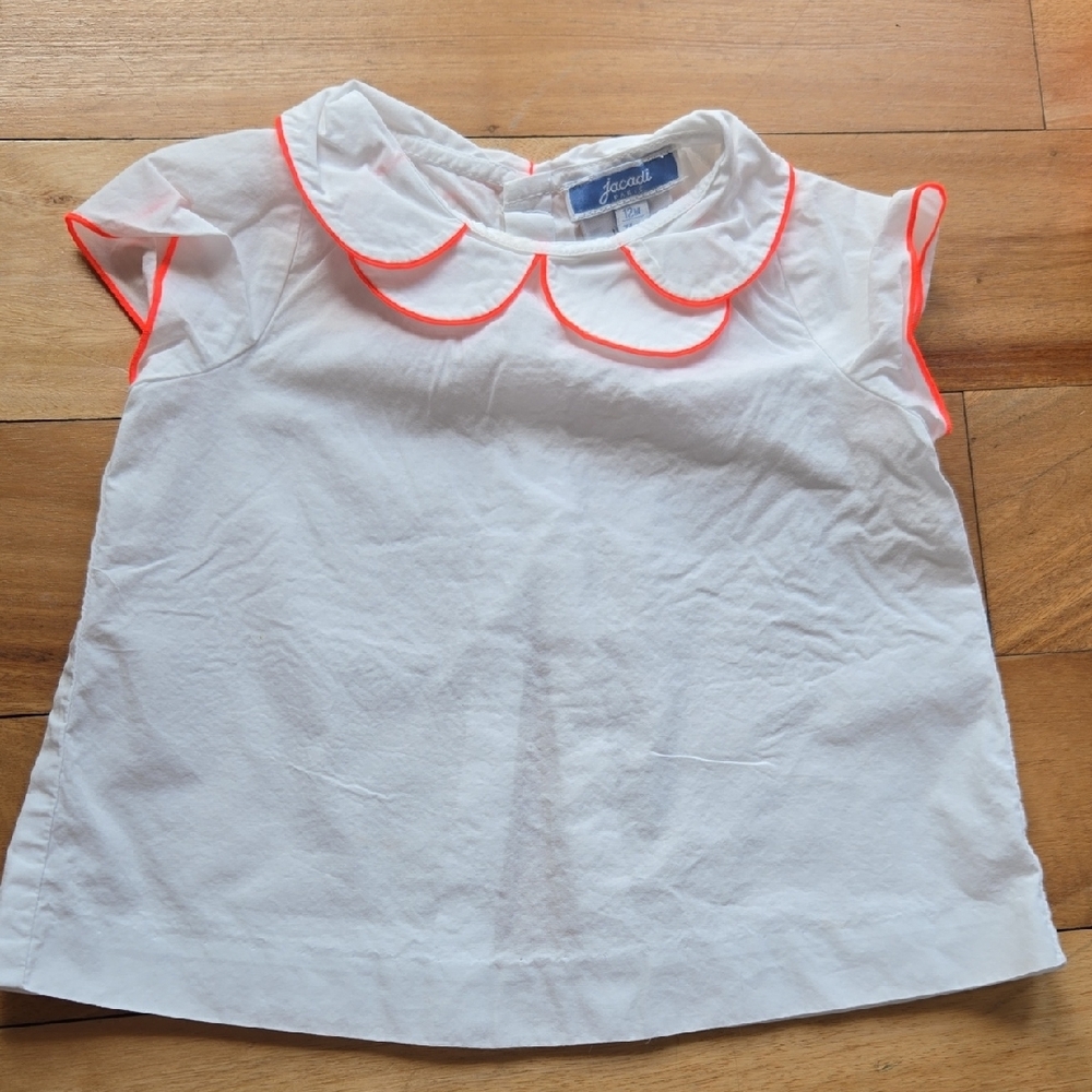 White Kids Shirt with Orange Trim